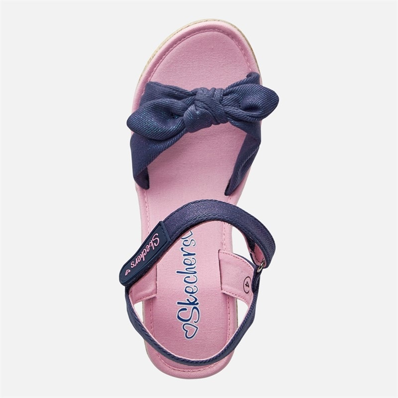 SKECHERS Girls Shimmer Bows Tikis Sandals Navy/Pink - Image 4