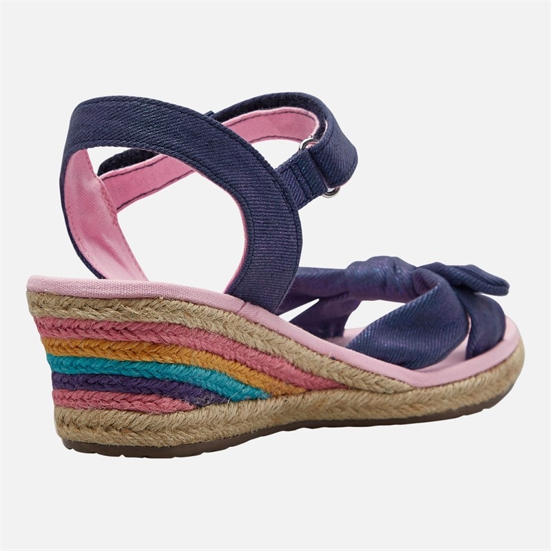 SKECHERS Girls Shimmer Bows Tikis Sandals Navy/Pink - Image 5