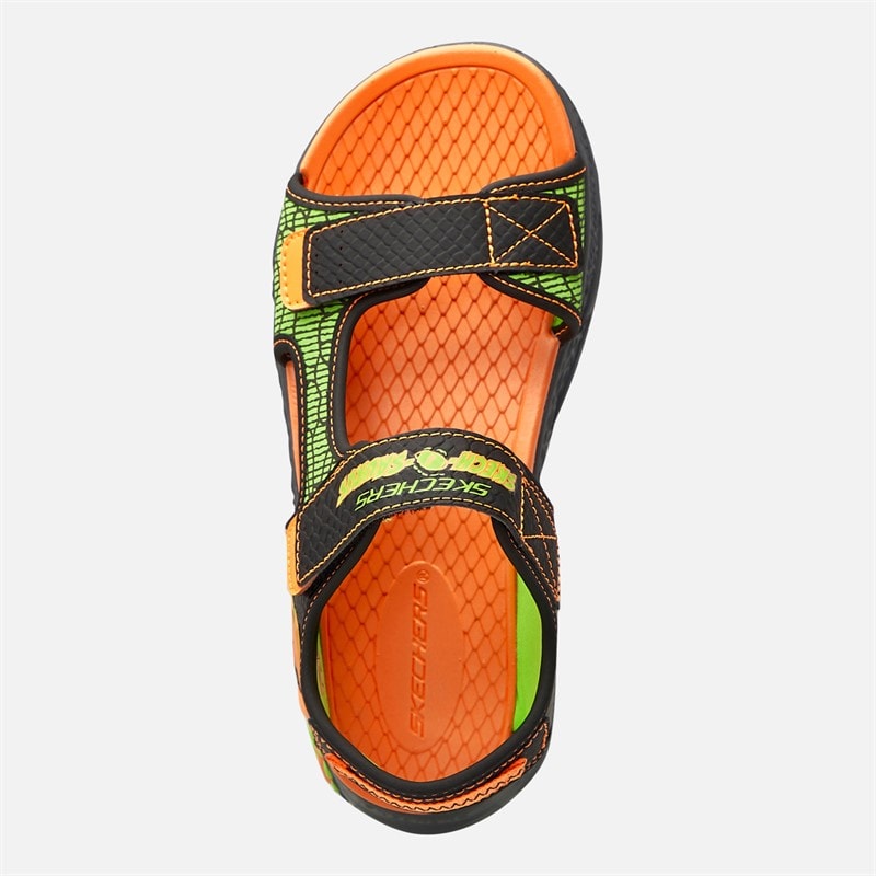 SKECHERS Boys Splash Creature Sandals Black/Orange - Image 4