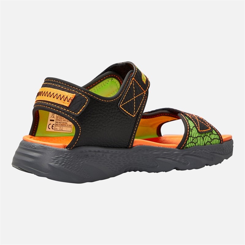 SKECHERS Boys Splash Creature Sandals Black/Orange - Image 5