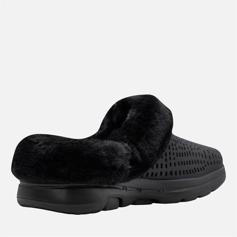 SKECHERS Womens Go Walk 5 Cozy Embrace Slippers Black/Black - Image 5