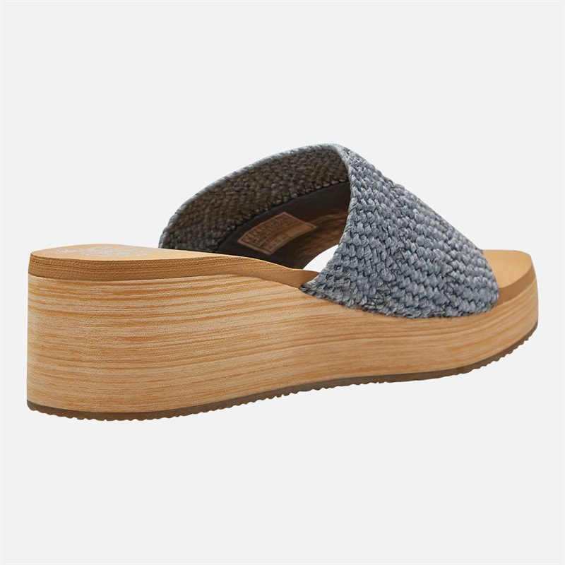 SKECHERS Womens Summer Salt Spray Wedge Comfort Sandals Blue - Image 5