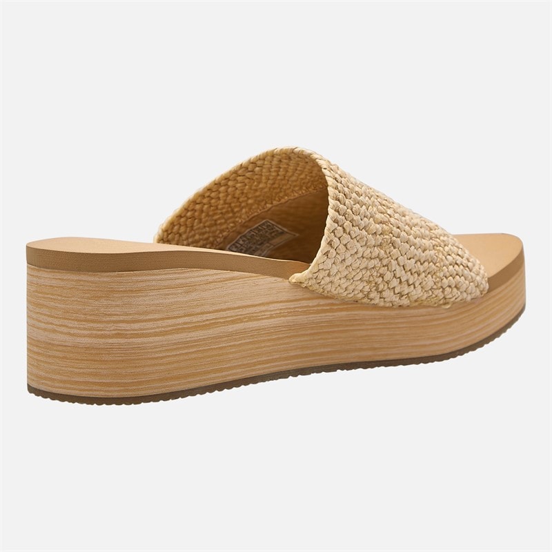 SKECHERS Womens Summer Salt Spray Wedge Comfort Sandals Natural - Image 5