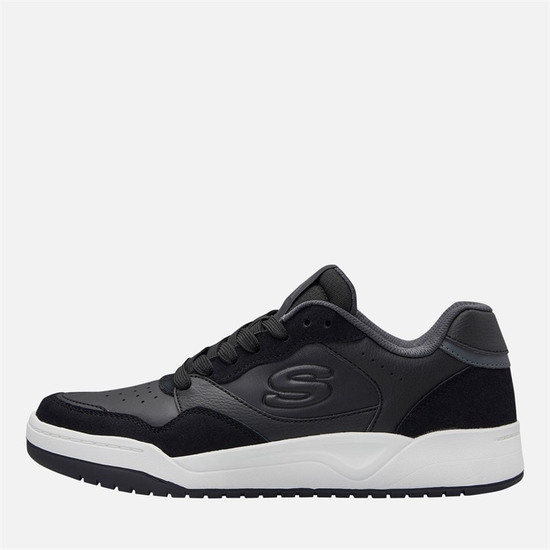 SKECHERS Mens Koopa Court Volley Low Varsity Trainers Black - Image 1