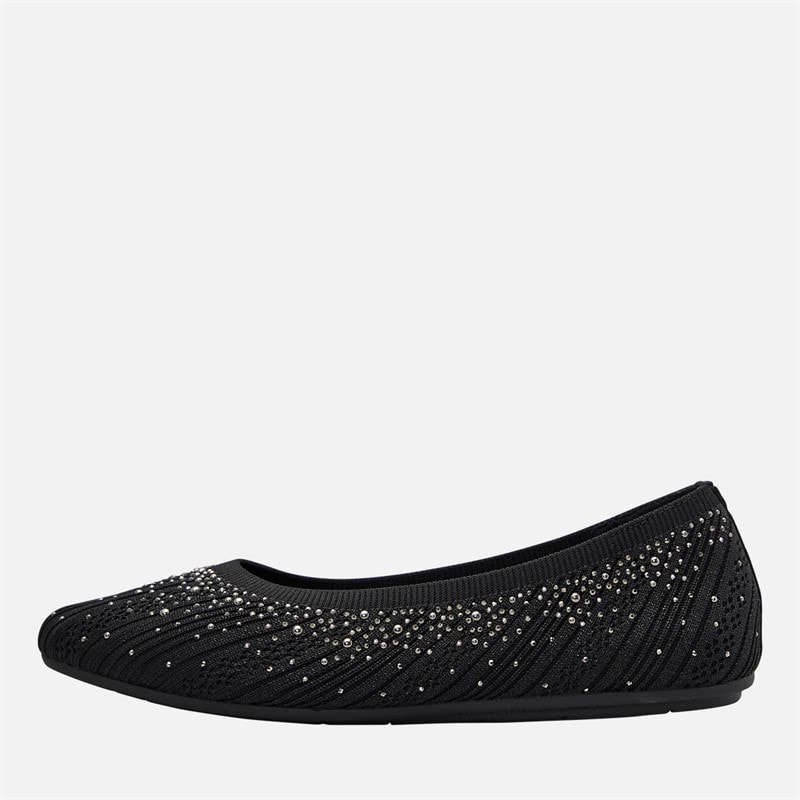 SKECHERS Womens Cleo 2.0 Glitzy Daze Ballet Flats Black