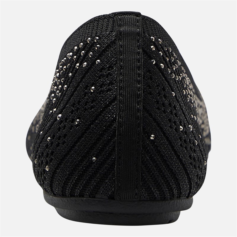 SKECHERS Womens Cleo 2.0 Glitzy Daze Ballet Flats Black - Image 3