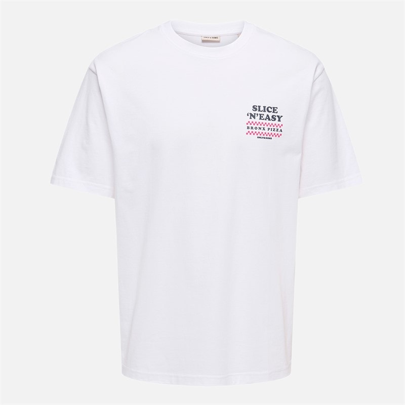 ONLY & SONS Mens Tristan Relax T-Shirt Bright White/Slice N Easy - Image 2