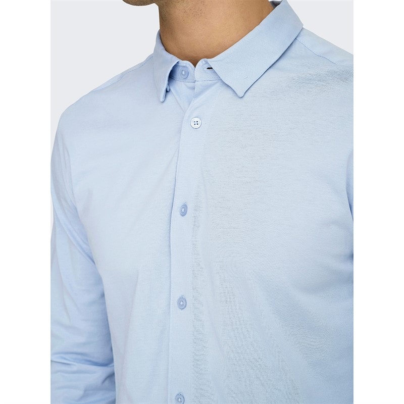 ONLY & SONS Mens Robin Long Sleeve Stretch Shirt Cashmere Blue - Image 3