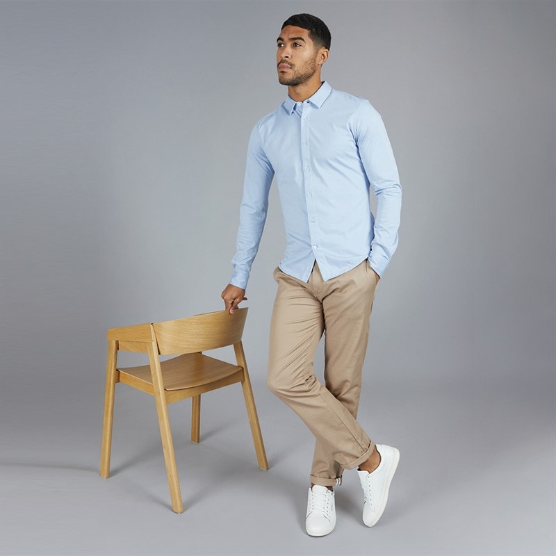 ONLY & SONS Mens Robin Long Sleeve Stretch Shirt Cashmere Blue - Image 4