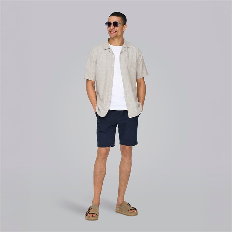 ONLY & SONS Mens Caiden Sol Res Short Sleeve Shirt Chinchilla - Image 4