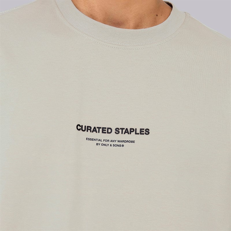 ONLY & SONS Mens Curated Relaxed T-Shirt Silver Lining - Image 3
