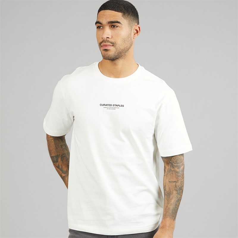 ONLY & SONS Mens Curated Relaxed T-Shirt Cloud Dancer - Image 1