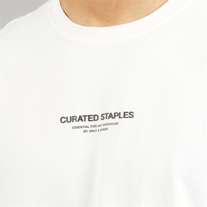 ONLY & SONS Mens Curated Relaxed T-Shirt Cloud Dancer - Image 3