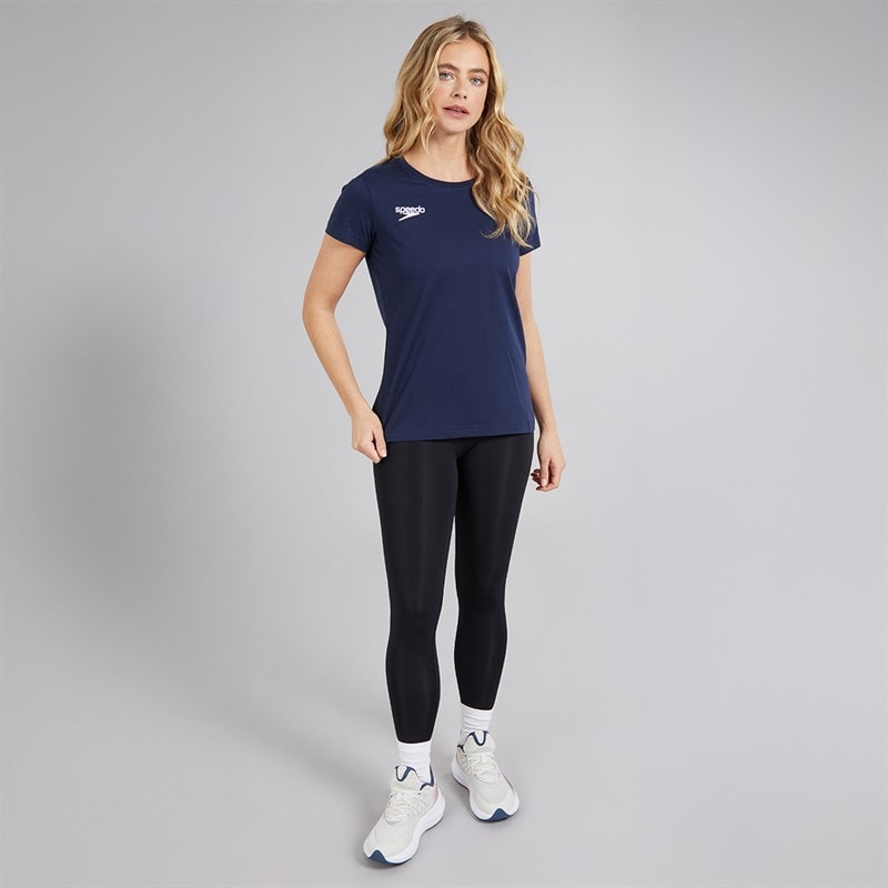 Speedo Womens Club Plain T-Shirt Navy - Image 4