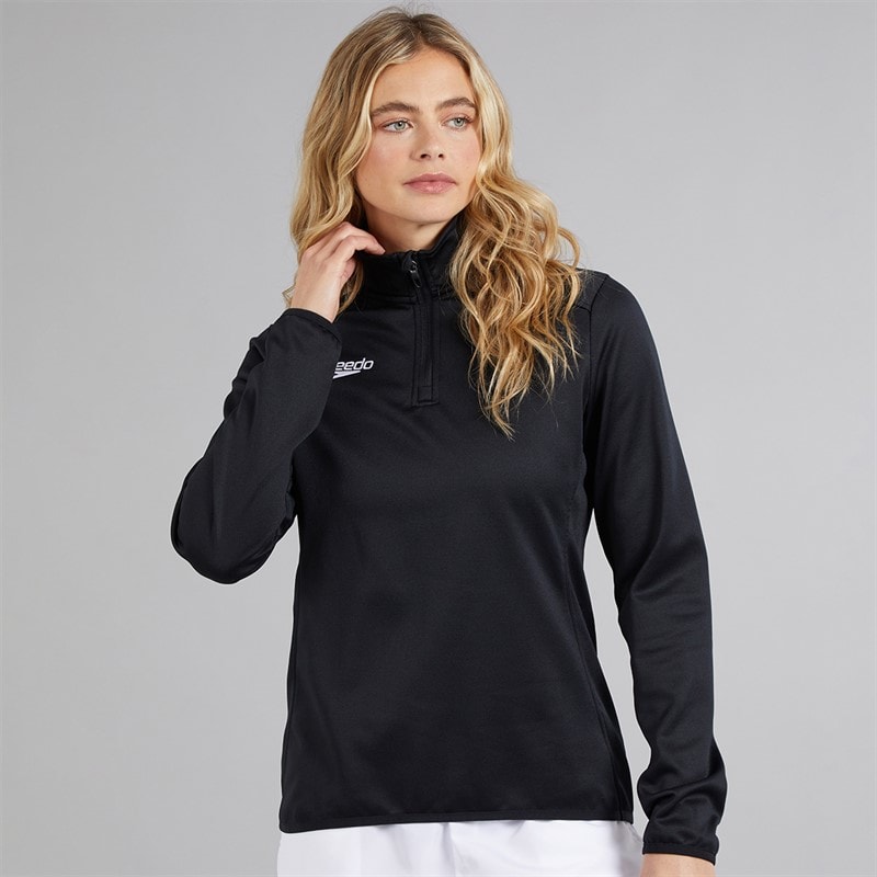 Speedo Womens Club 1/2 Zip Mid Layer Training Top Black - Image 3