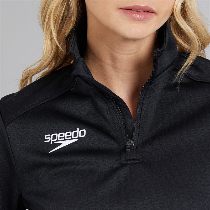 Speedo Womens Club 1/2 Zip Mid Layer Training Top Black - Image 5