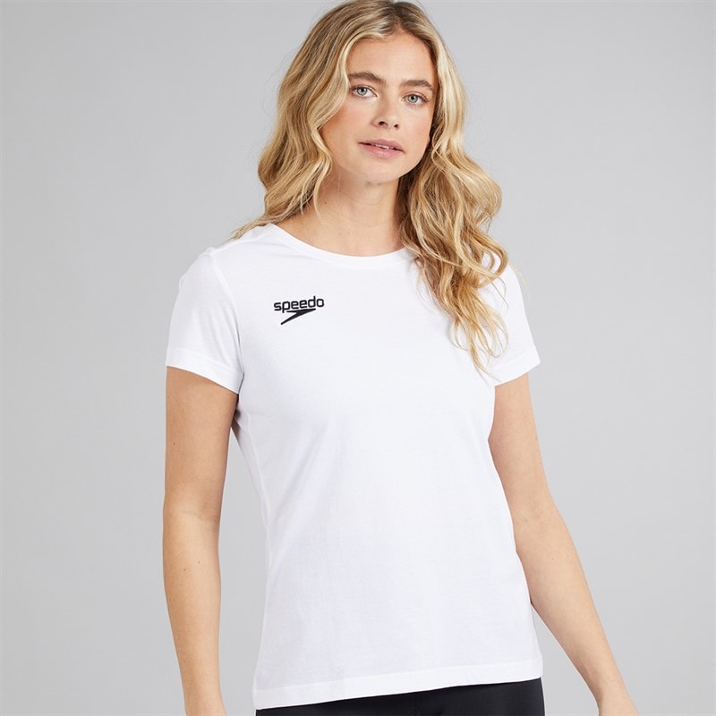 Speedo Womens Club Plain T-Shirt White - Image 1