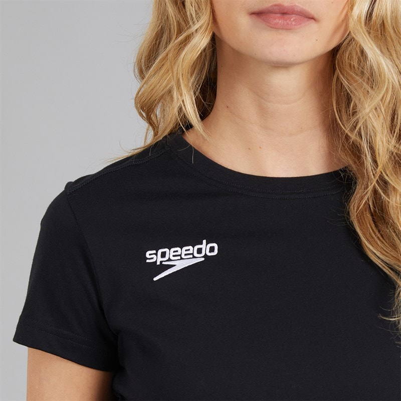 Speedo Womens Club Plain T-Shirt Black - Image 3