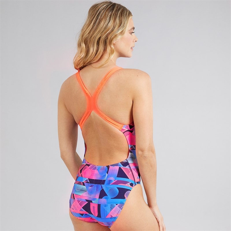 Speedo Womens Alover Digital Powerback Swimsuit True Navy/Siren Red - Image 2