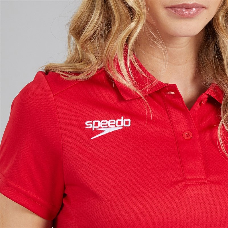 Speedo Womens Club Dry Polo Shirt Flag Red - Image 3