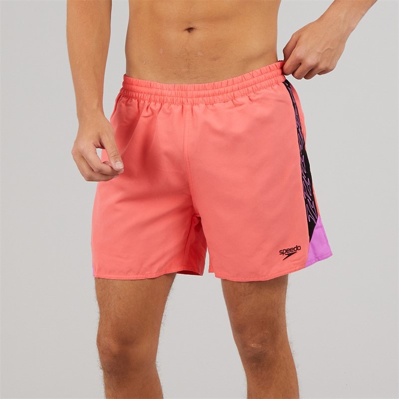 Speedo Mens Hyperboom Splice 16 Inch Swim Shorts Coral Sands