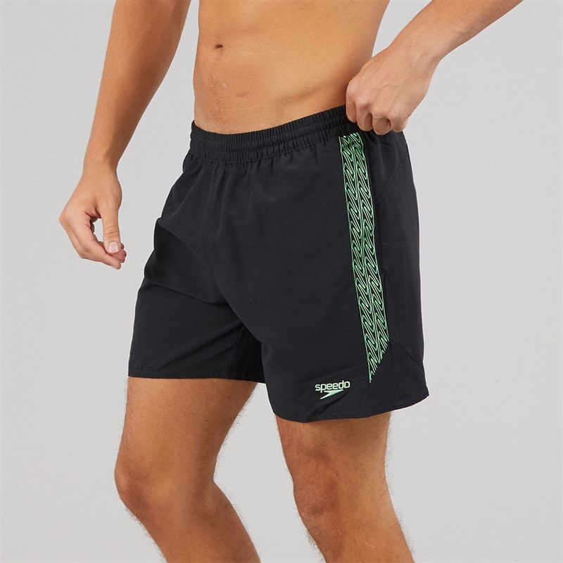 Speedo Mens Hyperboom Splice 16 Inch Swim Shorts Black/Alfalfa Green