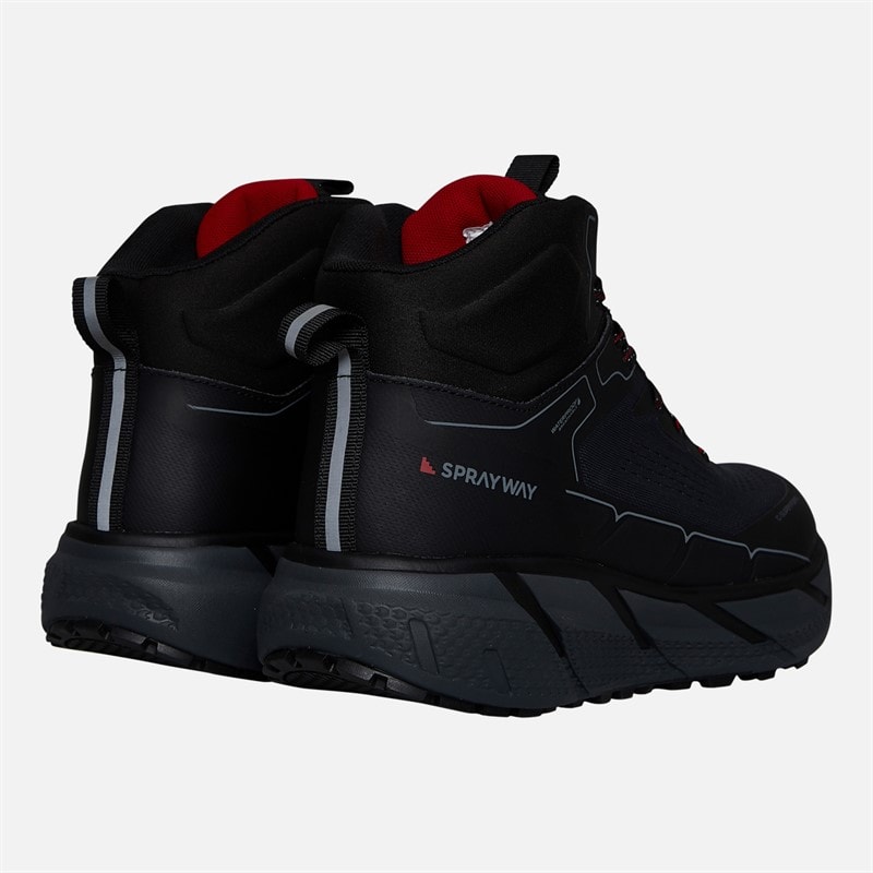 Sprayway Mens Higger Mid Hydrodry Waterproof Trail Walking Boots Black/Charcoal/Tango Red - Image 3