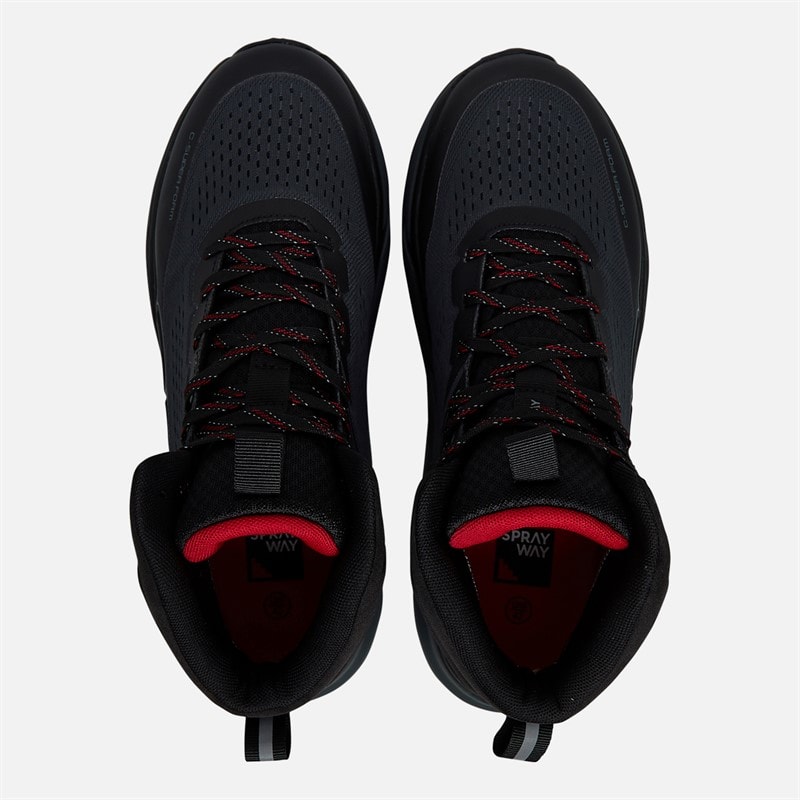 Sprayway Mens Higger Mid Hydrodry Waterproof Trail Walking Boots Black/Charcoal/Tango Red - Image 4