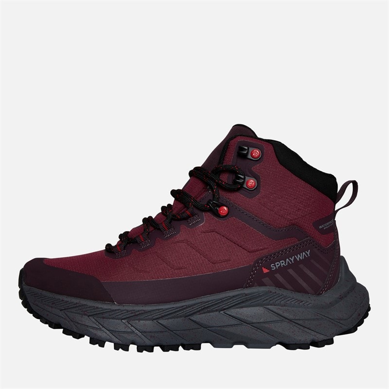 Sprayway Womens Glencoe Hydrodry Waterproof Trail Walking Boots Maroon Pink - Image 1