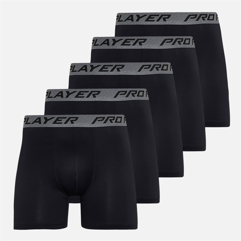 Pro Player Mens Performance Five Pack Boxer Briefs Black - Image 1
