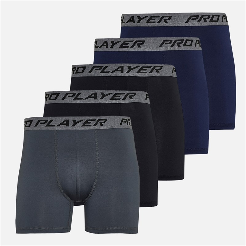 Pro Player Mens Performance Five Pack Boxer Briefs Blue/Grey/Black - Image 1