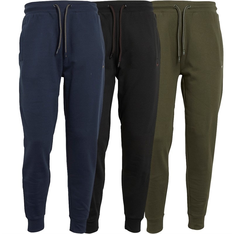 THREADBARE Mens Three Pack Trifoliate Joggers Black/Navy/Khaki - Image 3