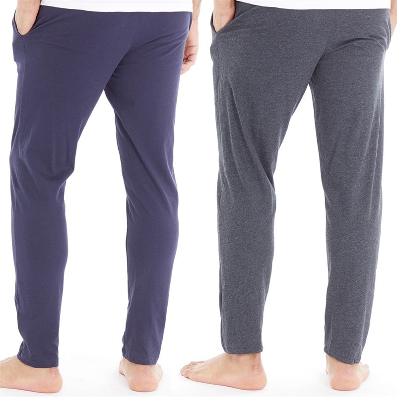 THREADBARE Mens Rene Two Pack Loungewear Joggers Charcoal/Navy - Image 2