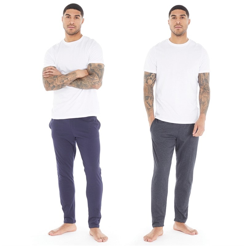 THREADBARE Mens Rene Two Pack Loungewear Joggers Charcoal/Navy - Image 4