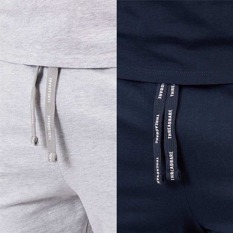 THREADBARE Mens Ledger Two Pack T-Shirt And Joggers Pyjama Set Navy/Grey Marl - Image 3