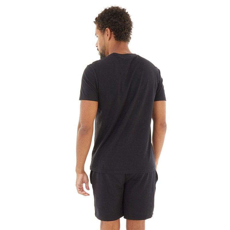 THREADBARE Mens Wells T-Shirt And Shorts Pyjama Set Black - Image 2