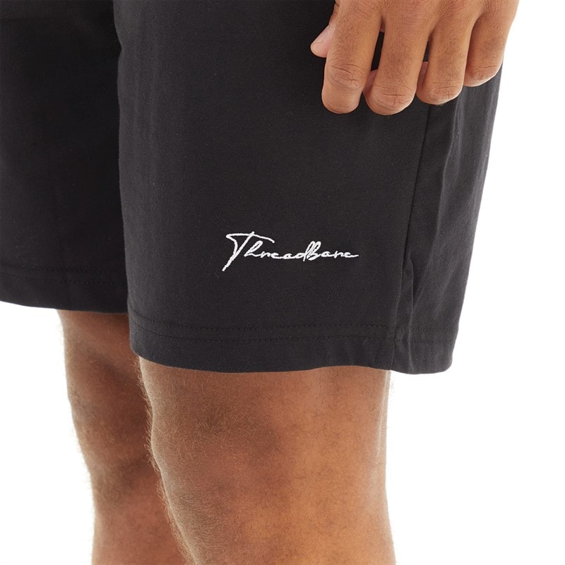 THREADBARE Mens Wells T-Shirt And Shorts Pyjama Set Black - Image 3