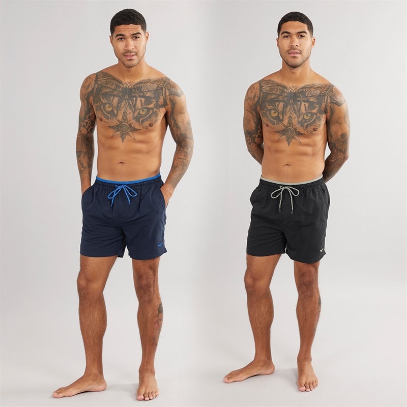 THREADBARE Mens Dawlish Two Pack Swim Short Navy/Black - Image 4