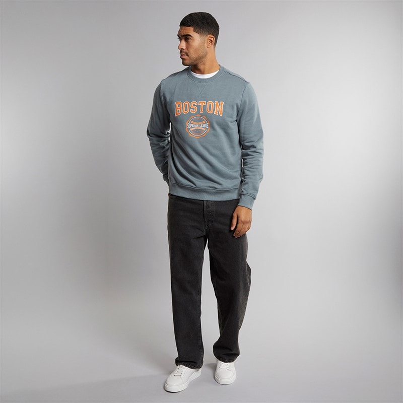 THREADBARE Mens Deeming Crew Neck Sweatshirt Goblin Blue - Image 4