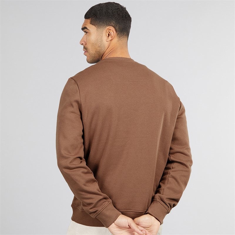 THREADBARE Mens Freeman Crew Neck Sweatshirt Deep Taupe - Image 2