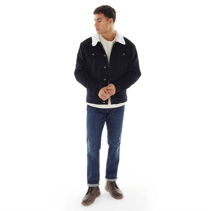 THREADBARE Mens Cord Jacket Navy - Image 4
