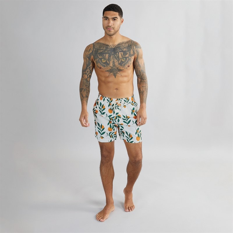 THREADBARE Mens Ripen Microfibre Swim Shorts Cream - Image 3