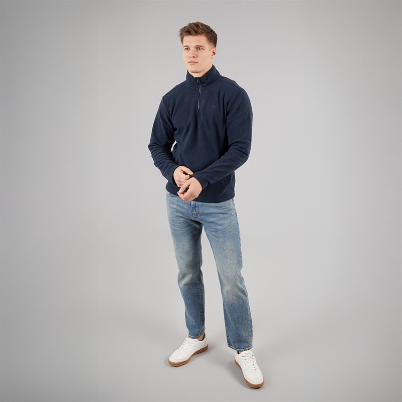 THREADBARE Mens Blade 1/4 Zip Fleece Navy - Image 4