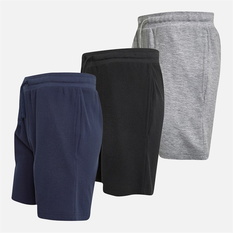 THREADBARE Mens Three Pack Picotto Lounge Shorts Multi - Image 1