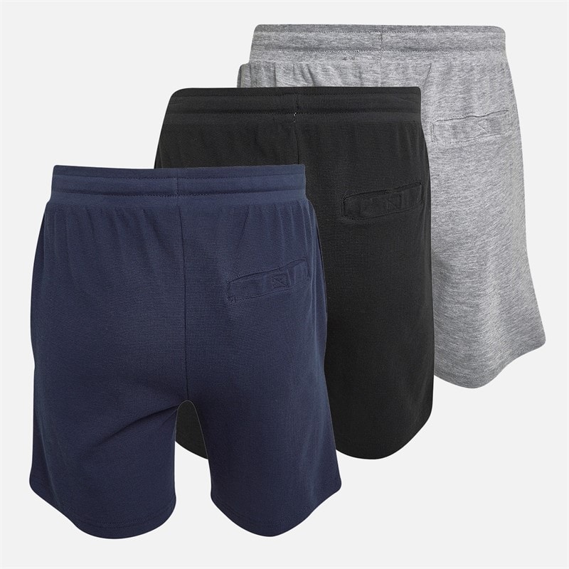 THREADBARE Mens Three Pack Picotto Lounge Shorts Multi - Image 2