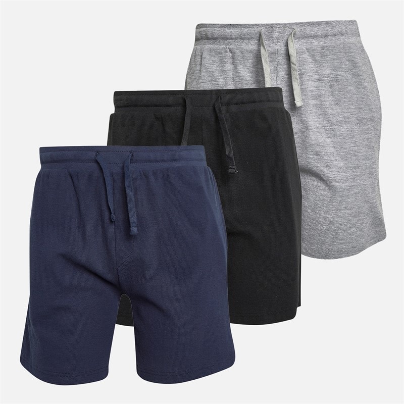 THREADBARE Mens Three Pack Picotto Lounge Shorts Multi - Image 3