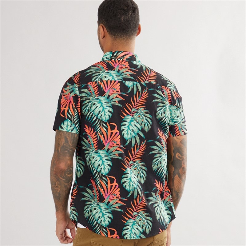 THREADBARE Mens Knight Short Sleeve Shirt Black - Image 2
