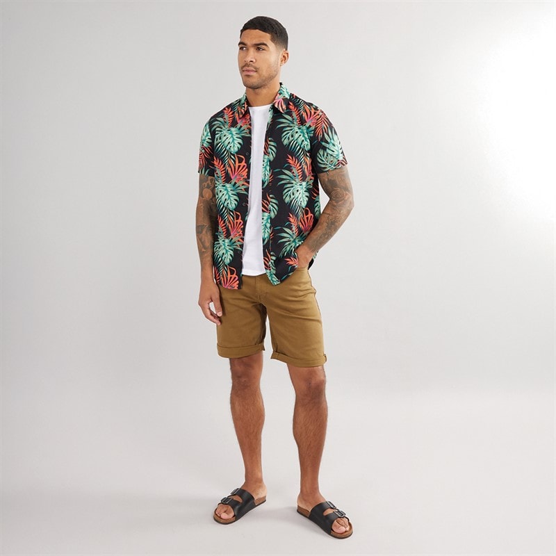 THREADBARE Mens Knight Short Sleeve Shirt Black - Image 4