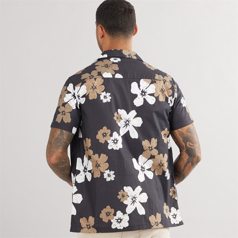 THREADBARE Mens Terrace Short Sleeve Shirt Black - Image 2
