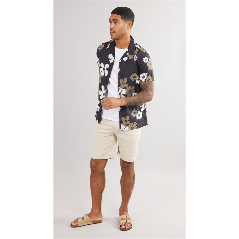 THREADBARE Mens Terrace Short Sleeve Shirt Black - Image 3